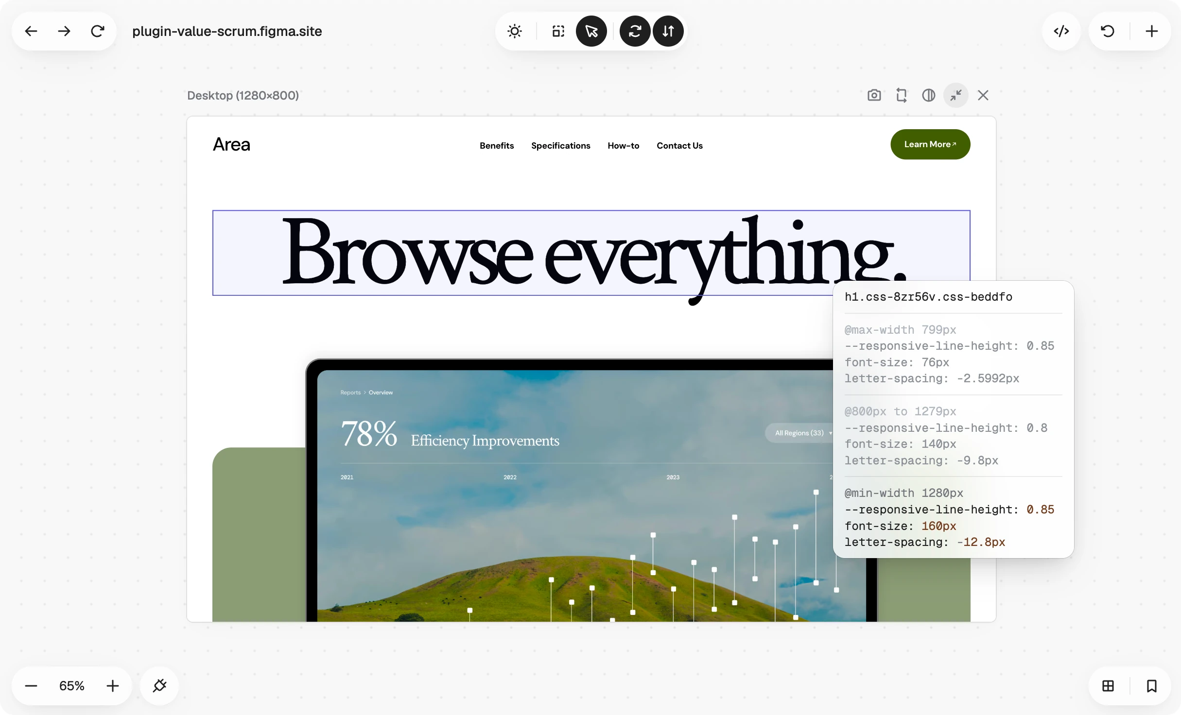 A single viewport resized to test widths between breakpoints