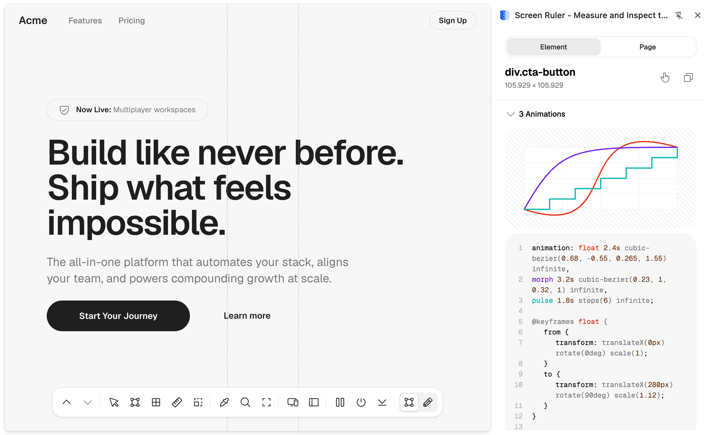 Inspecting a page's animations and transitions