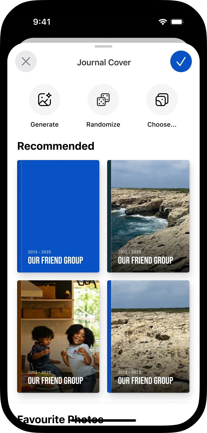 Choosing a cover image for a shared journal