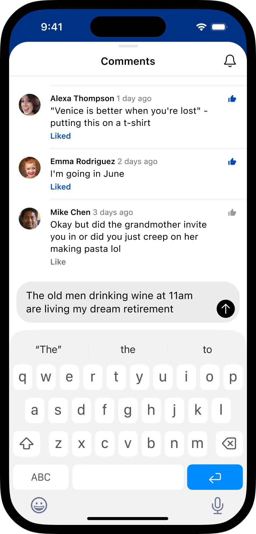 Composing a comment on an entry