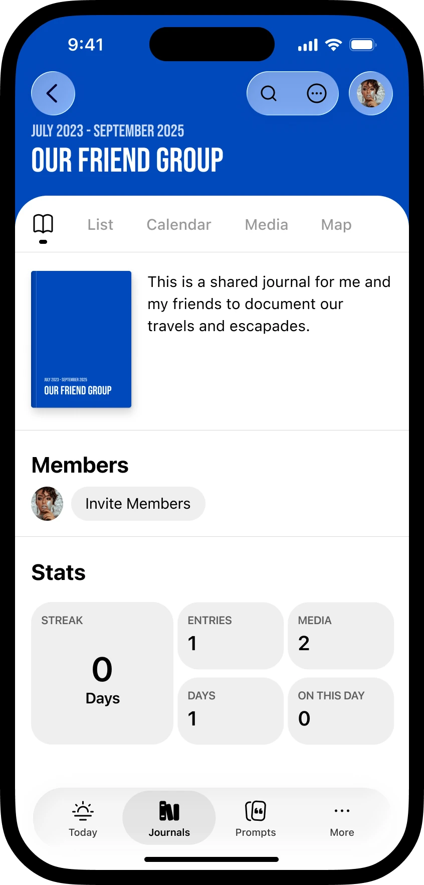 Journal cover before any members join